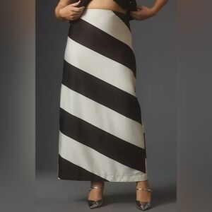 Maeve Black and Cream Striped Maxi Skirt